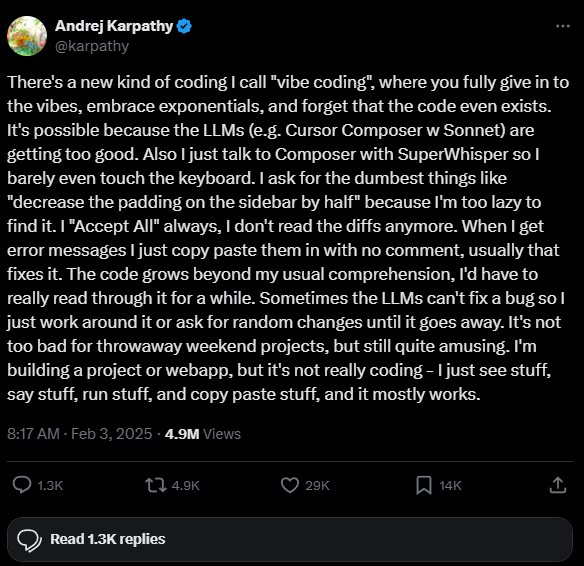 Andrej karpathy's tweet